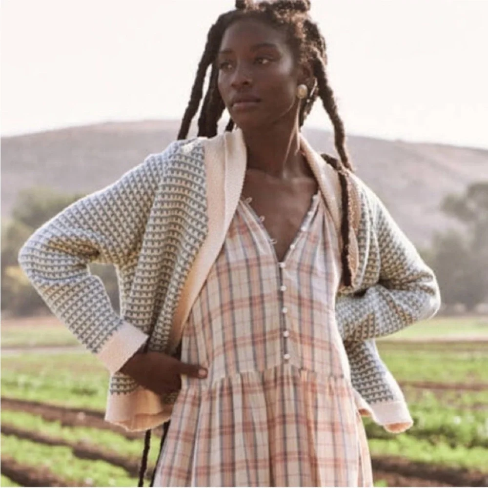 The Great Cream and Green Knit Cardigan - Picture 2 of 3